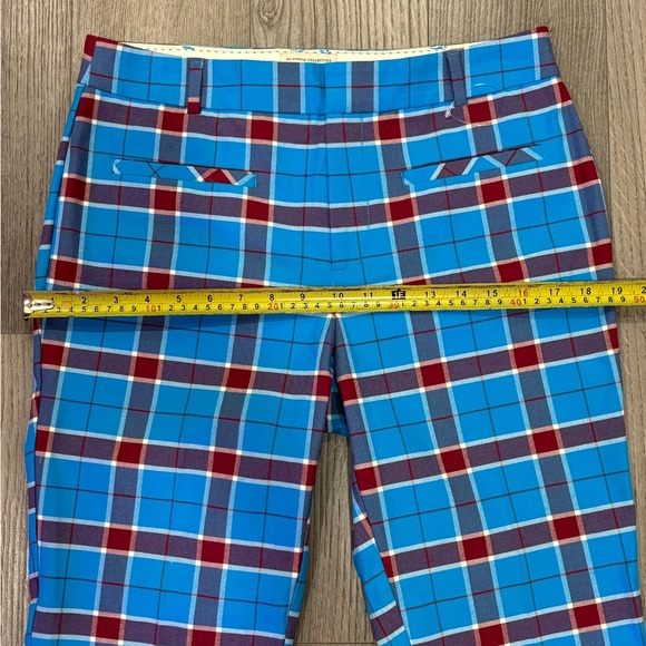 SOLD- Anthropologie Size 8 Pants The Essentials Slim Kick Flare Jeans Red Blue - Picture 12 of 16